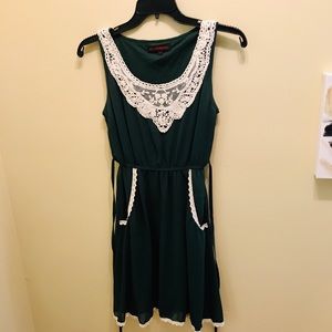 Green and off white dress, Sz S/M